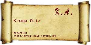 Krump Aliz névjegykártya